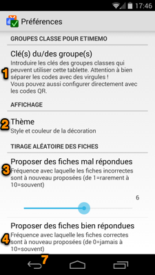Ecran de préférences smartphone