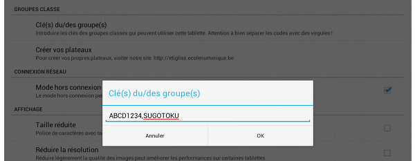 Edition des codes des groupes