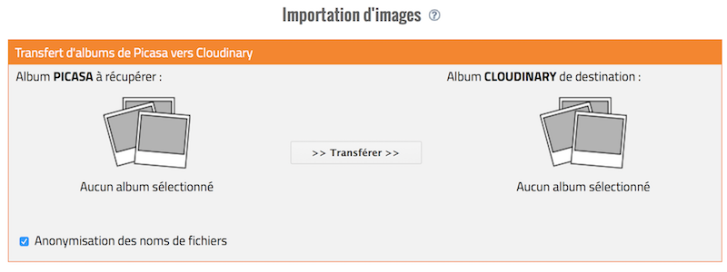 Transfert entre Picasa et Cloudinary