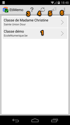 Liste des classes sur EtiMemo