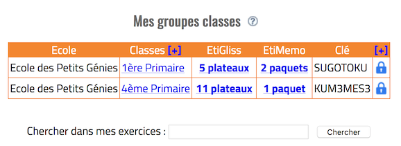 Mes groupes classes 
